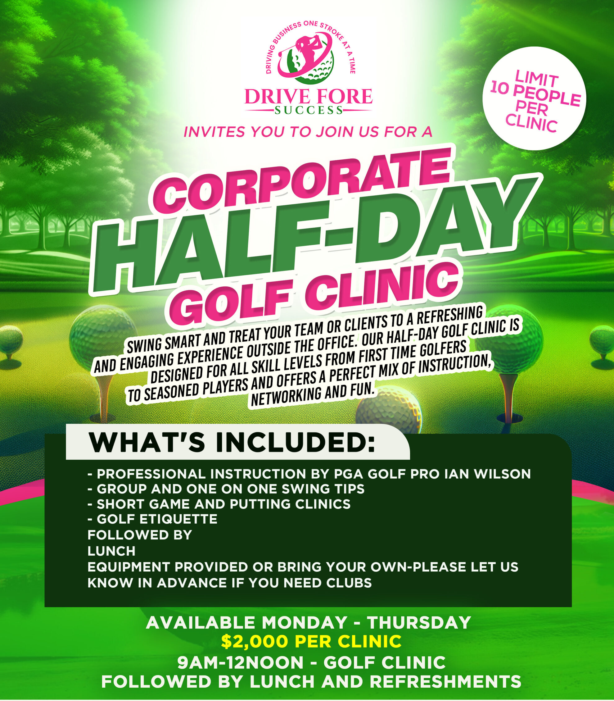 Corporate Half Day Golf Clinic